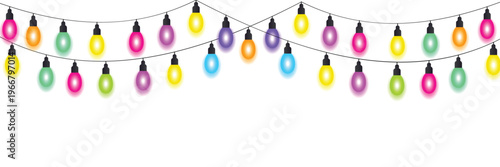 Colorful String Lights, festive glowing garland decoration for Christmas, New Year party and holiday event celebration