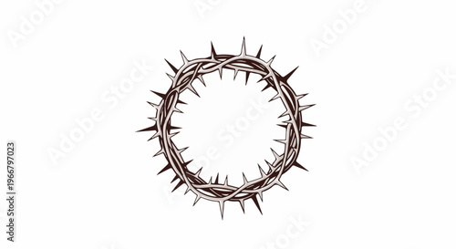 A detailed illustration of a woven crown of thorns, sharp and menacing