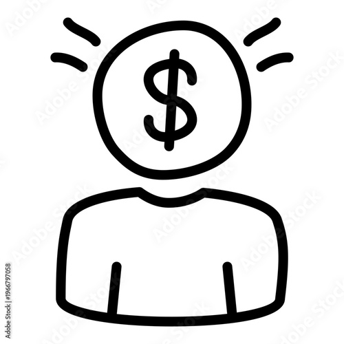 Dollar with human brain showcasing investor icon 