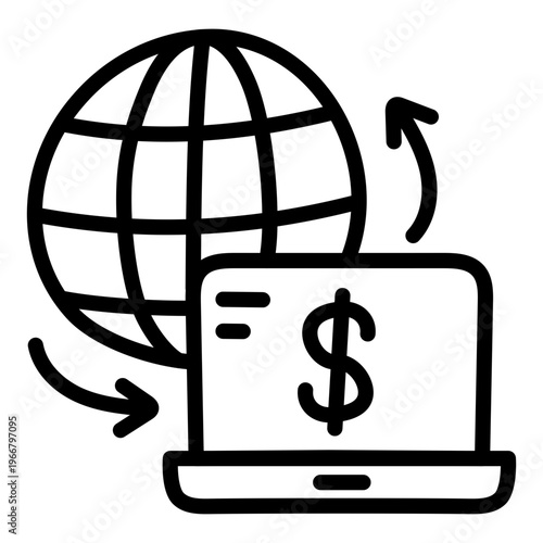 An editable design icon of global money