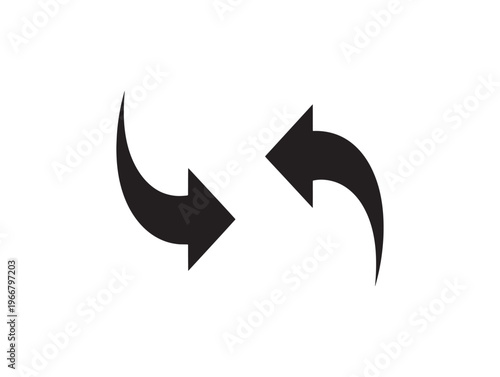 Black, curved, swap, exchange, and switch arrows, icons, vector graphics isolated on White Background