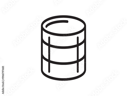 Oil drum, barrel icon, black line drawing, industrial symbol isolated on White Background