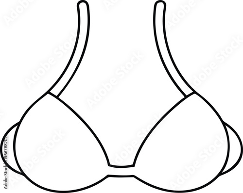 Classic outline illustration of a womens comfortable bra with defined shoulder straps