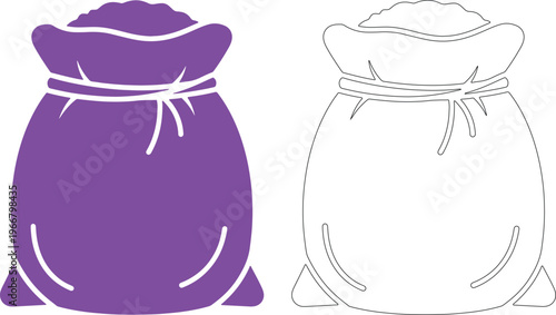 Purple and outline rice sack package grain