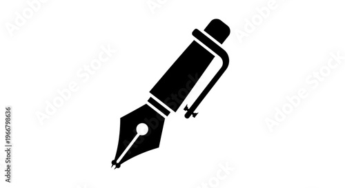 Classic fountain pen with a nib and clip symbolizing writing creativity education and elegant communication isolated on a clean white background for versatile design use