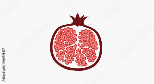Stylized pomegranate icon with rich arils and crown top isolated on a clean white background representing health vitality and natural goodness for food and health concepts