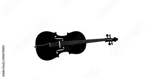 Elegant silhouette of a classical violin with intricate details and string design isolated on a clean white background representing music and artistry