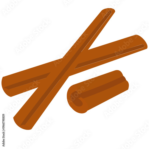 Brown cinnamon sticks, spice ingredient, cooking herb, natural flavor, aromatic kitchen essential, baking spice, and organic seasoning illustration.
