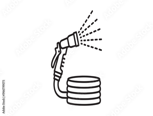 Spray nozzle, watering can, garden hose, irrigation vector icon isolated on White Background