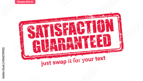 guaranteed red rubber stamp vector with distressed ink texture and clean frame, built for packaging, shipping labels, office paperwork, certification workflows, and commercial branding use.