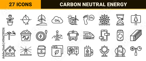 Net Zero Sustainability and Renewable Energy Minimalist Monoline Geometric Line Art for Environmental Corporate Responsibility Concepts