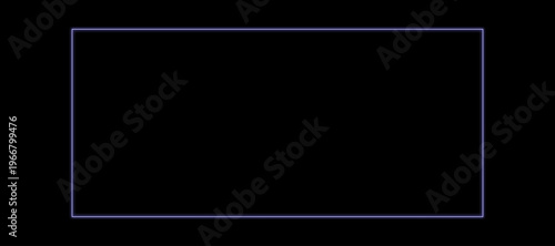 Dark cyan neon rectangle frame with glowing border on black background. Minimal futuristic design.