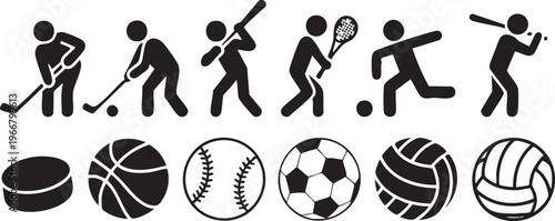 Active Lifestyle Sports Icons Collection for Exercise and Competition Design