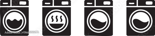 Washing Machine Icons Collection for Laundry Appliance and Cleaning Design