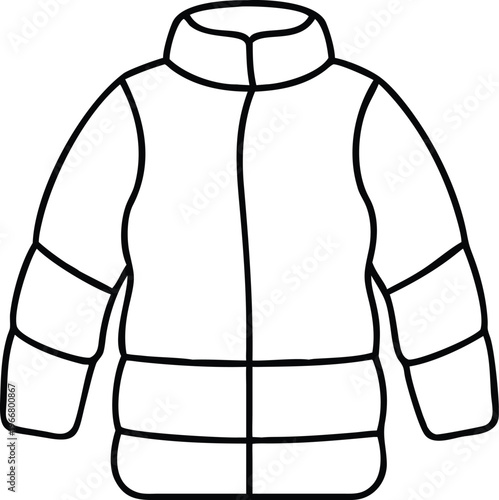 Classic Puffer Jacket Outline with Stand Collar for Outerwear Apparel and Cold Weather Styles