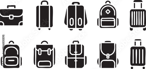 Travel Equipment Icons Collection for Trip Planning and Tourism Apps