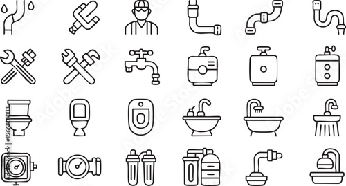Bathroom Plumbing Vector Pack for Home Utility and Service Graphics
