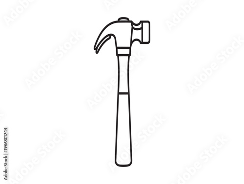 Clipart hammer, black and white hammer icon, line art tool, vector illustration isolated on White Background