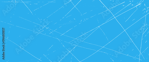 irregular Ice skate lines path and scratches texture background. Blue grunge backdrop with worn effect. Winter skate rink or paper with icy dust and sharp frozen chaotic stripe scratch. Vector texture