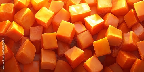 Vibrant Orange Cubes Background with Abstract Geometric Shapes and Patterns for Creative Designs.