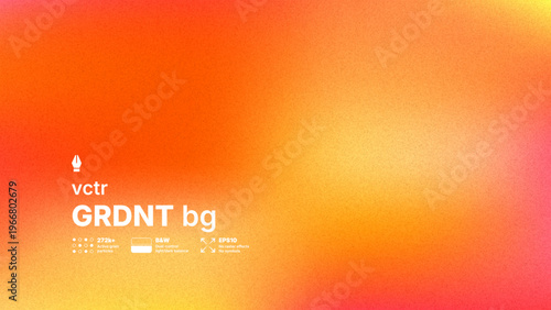 Cinematic orange and yellow vector background with grainy texture overlay. Modern abstract gradient mesh with soft color transitions and digital film noise. Vibrant aesthetic wallpaper design.