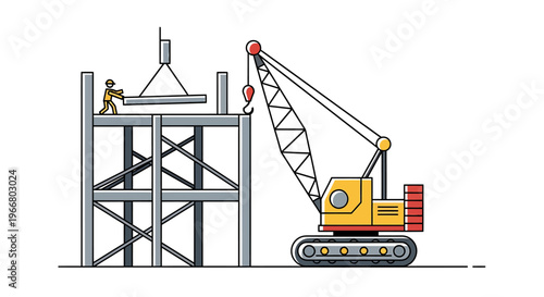 Yellow Construction Crane Machine Equipment.