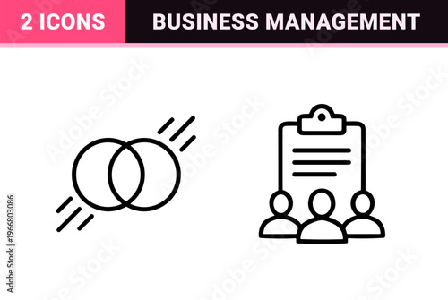 Professional CRM and Business Management Line Art Symbols featuring Minimalist Monoline Geometric Outlines for Enterprise Networking Software.