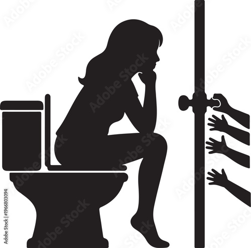 Conceptual Motherhood Silhouette: Multitasking Mom and Playful Learning Vector Design