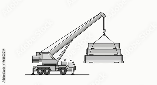 Truck mounted crane lifting heavy load.