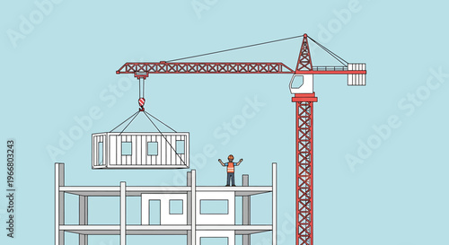 Construction worker on a crane.