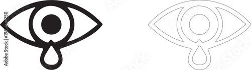 Crying Eye. Outline vector icon. 