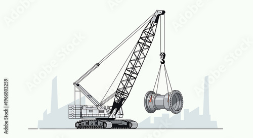 Large crane lifting heavy metal object.