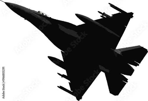 Modern Jet Fighter Aircraft Flying Isolated on White Background