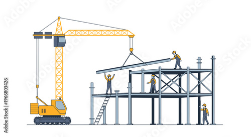 Construction workers on building site.