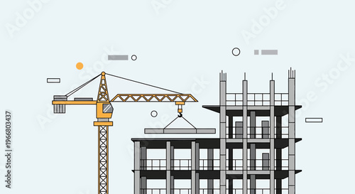 Construction crane lifting building materials.