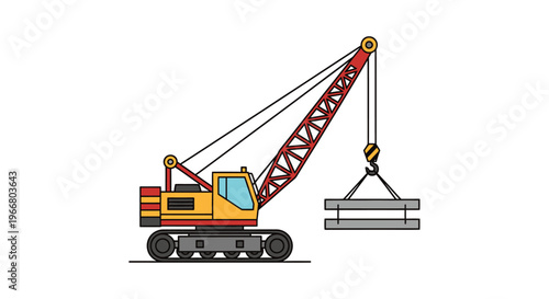 Large Yellow Construction Crane Machine.