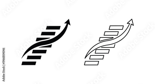 a pair of black and white arrows on a staircase Vector