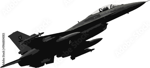 Modern Jet Fighter Aircraft Flying Isolated on White Background