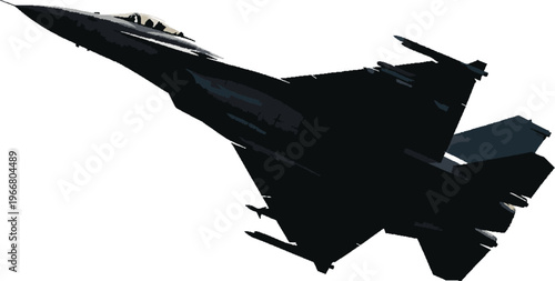 Modern Jet Fighter Aircraft Flying Isolated on White Background