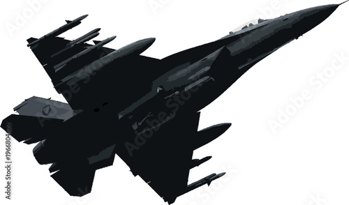 Modern Jet Fighter Aircraft Flying Isolated on White Background