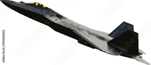 Modern Jet Fighter Aircraft Flying Isolated on White Background