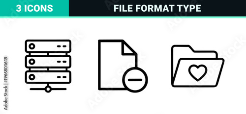 Digital File Format Extension Type Line Art Ultra Minimalist Monoline Geometric Outlines for Document Management and Interface Design