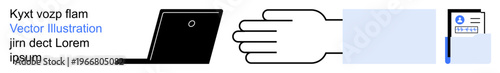 Cybersecurity, identity verification, access control, data protection, digital privacy, online authentication. A laptop, a hand gesture and an ID card. Cybersecurity and identity verification