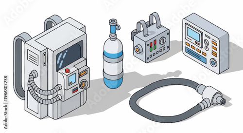 Medical Equipment Set Isometric Illustration.