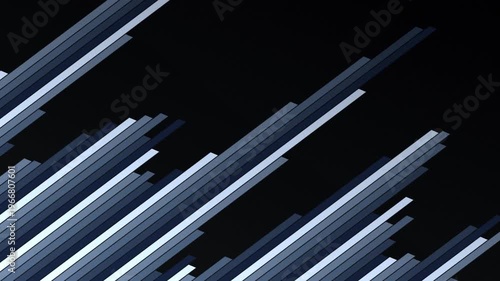 Abstract image of layered, horizontal, blue-grey lines over a black background