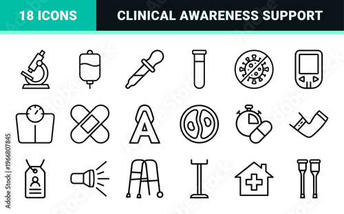 Minimalist HIV AIDS awareness and sexual health medical icon set featuring clean geometric line art for clinical and educational use.