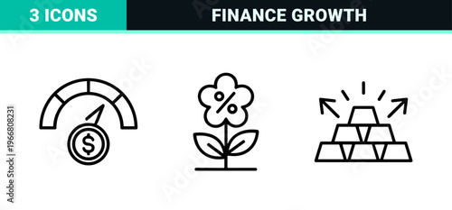 Minimalist monoline geometric line art for investment and wealth management featuring reductive finance growth and banking silhouettes.