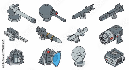 Collection of Sci-Fi Weapon and Technology Icons.
