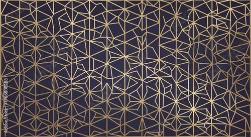Luxury gold geometric pattern on dark blue background. Abstract elegant texture design.