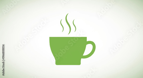 Minimalist Green Coffee Cup Icon with Steam Illustration